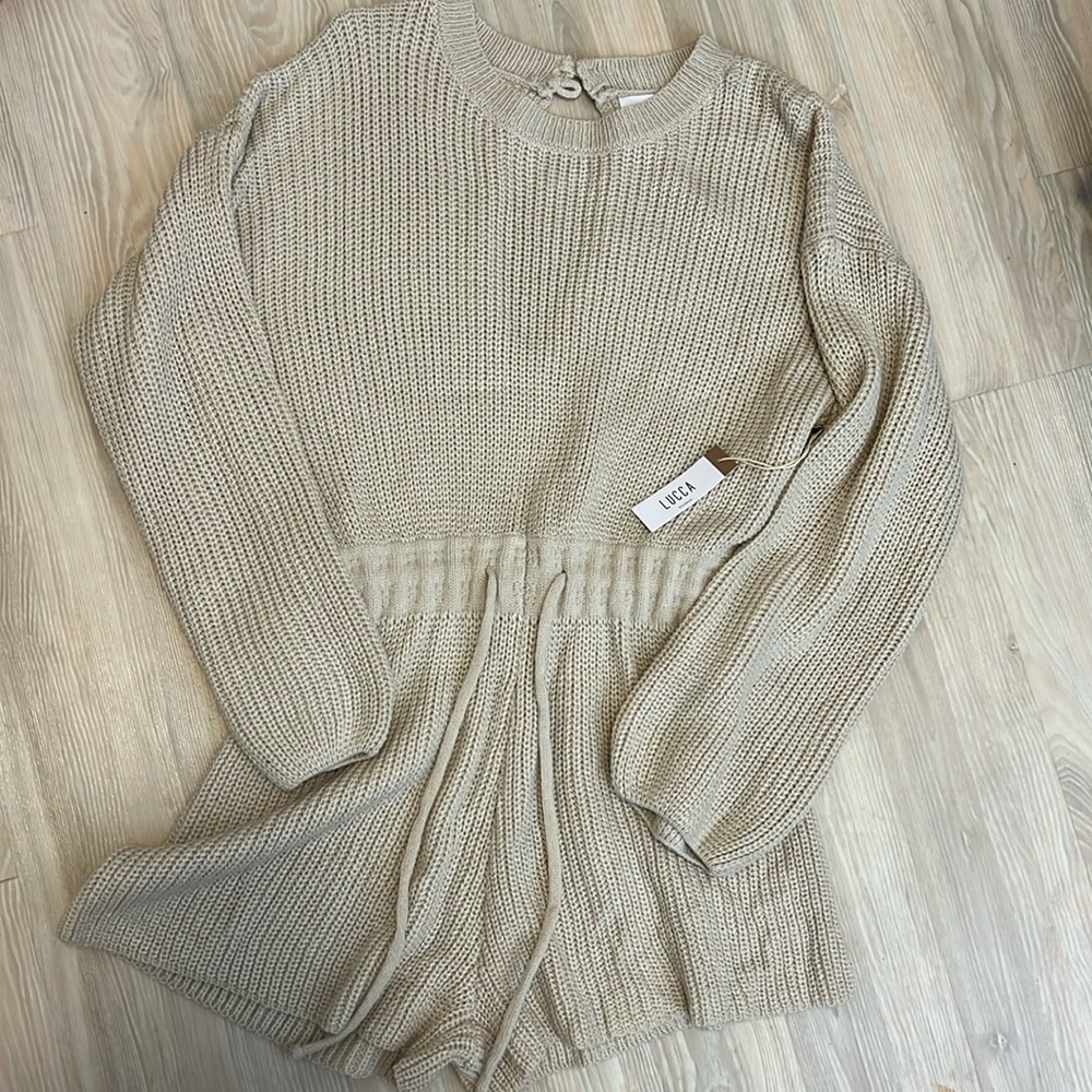 *BRAND NEW* Petal & Pup Sloane sweater romper. tan. small. NWT.